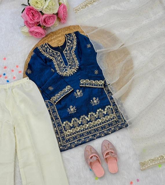 Trending Beautiful Embroidery RRK  005 FENDI SILK Wholesale children wear in India